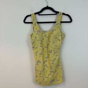 Shore Shapes Swimwear Yellow Floral Sleeveless One Piece Swimsuit Size 12